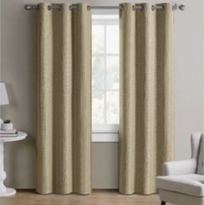 Mainstays Pair Of 84×37 Inch Beige Blackout Grommet Panel 2 Curtains